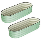 GARVEE 2-Pack Galvanized Raised Garden Bed, 4.5' × 2' × 1', Open-Bottom Oval Metal Planter Box with Rubber Edge, for Vegetables, Herbs & Flowers - Green(Rubber Edge)