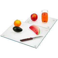 Garvee Tempered Glass Cutting Board With Non-Slip Rubber Feet, Rectangular, Heat-Resistant, Clear, 16x12In & 12x8In
