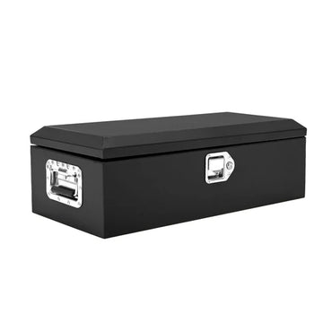 Garvee Boîte à outils en acier de 20 pouces pour benne de camion - Design en tôle striée avec poignées latérales et clés de verrouillage, rangement compact et durable pour pick-up, camping-cars et remorques, noir
