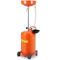 Garvee 20 Gallon Oil Drain Tank, Portable Oil Drain Container with Adjustable Funnel Height 38"-65", Air Operated Drainage Fluid Fuel Transfer Drainage with 360° Wheels & Toolbox