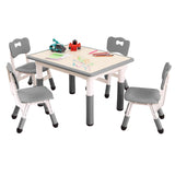 Garvee Kids Table and Chairs Set, Adjustable Height 4-Seat Desk for Ages 2-10, Arts & Crafts Study Table for Classrooms, Daycares & Homes, Grey - Grey