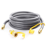 Garvee 24 ft Natural Gas Grill Hose With 3/8 in Male Flare Quick Connect For Outdoor Gas Grill, Pizza Oven, Heater, Natural Gas Line, Black - 
