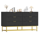 Garvee Modern 6-Drawer Fabric Dresser Organizer Chest, Compact Storage for Bedroom, Closet, Living Room, Black, 15.8"D x 47.2"W x 25.7"H - Black