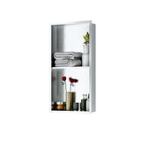 Garvee Stainless Steel Shower Niche, Single Recessed Shelf, 12" x 24", Brushed Double Grid, Versatile Bathroom Storage - Brushed