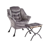 Garvee Lazy Chair With Ottoman, Modern Lounge Accent Chair, Leisure Sofa Armchair With Footrest, Reading Armchair, Dark Grey, 1PCS - Dark Grey