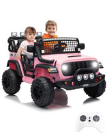 Garvee 24V Ride On Toys For Kids, 2-Seater Electric Ride On Car Truck, 20" Width Seat, Pink, Bluetooth, LED Lights, Music, 3 Speeds - Pink