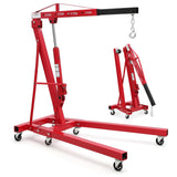 Garvee 2-Ton Folding Engine Hoist - Cherry Picker Hydraulic Shop Crane with 4400 lbs Capacity, Red - Red