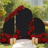 Garvee Arch Backdrop Stand Cover Set of 3, Wedding Arch Cover, Double Sided Round Top and Half Moon Top Stretchy Backdrop Cover for Birthday Parties Baby Shower Banquet 5ft 7.2ft 5ft Black - Black