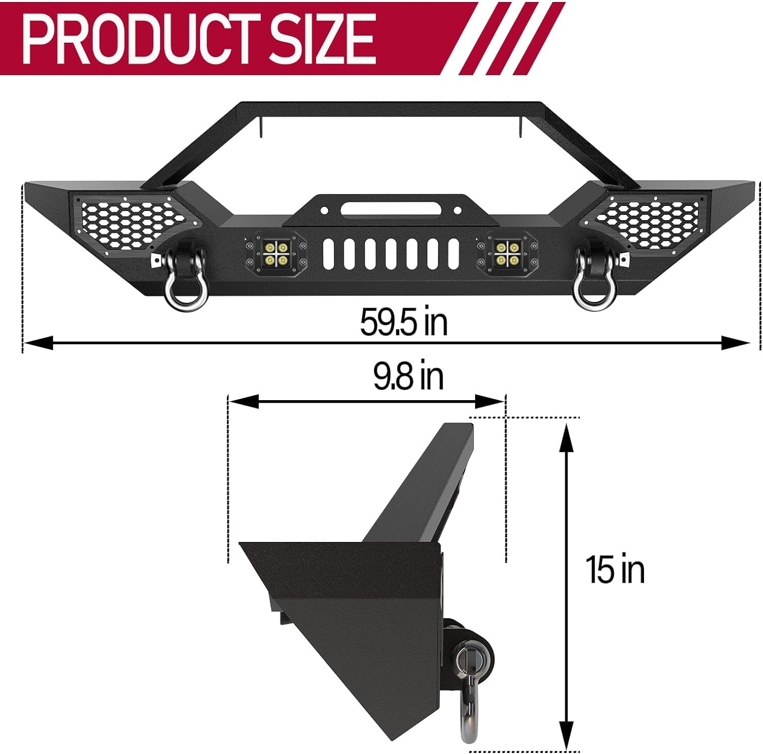 Front bumper size and dimension diagram
