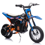 Garvee Ride - T Series: 24V Kids Electric Dirt Motorcycle for Kids Ages 13+, 250W Electric Off-Road Motorcycle,Up to 13.6MPH, Twist Grip Throttle,Metal Suspension,Air-Filled Tires,Leather Seat - Blue - Blue