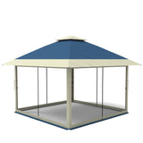 Garvee 12x12 Pop Up Gazebo Outdoor Canopy Shelter with Mosquito Netting 4 Stanbags Instant Gazebo Tent for Lawn, Garden, Backyard, Deck (Navy Blue + Taupe) - Blue