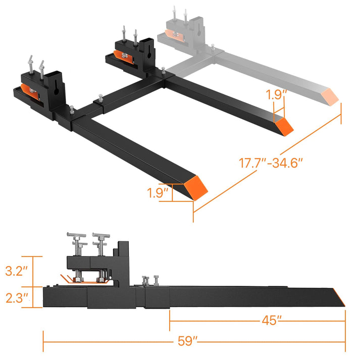 Adjustable stabilizer bar for load alignment with range markings