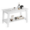 Garvee Coffee Table, Coffee Table for Living Room, Modern Farmhouse Coffee Table with Storage Shelf, 2-Tier Living Room Table Rectangular Center Table, Home Office Industrial Cocktail Tables, White
