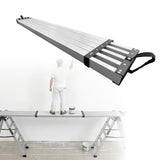 Garvee Aluminum Work Plank Adjustable Telescoping Scaffolding Plank 9-15 ft, Textured Anti-Slip Surface, 550 LBS Capacity, Lightweight Ladder Platform for Painting Roofing - Silver