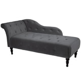 Garvee 60.6 in Upholstered Chaise Lounge with Left Armrest, Velvet Button-Tufted Chair for Bedroom and Living Room, Dark Grey, Comfortable and Durable - Dark Grey