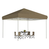 Garvee 10' X 10' Pop Up Canopy, Waterproof & UV Resistant Commercial Instant Craft Fair Canopy Tent Outdoor Events Instant Shelter for Farmer Market, Party, Event, Patio, Khaki - Khaki