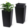 Garvee 30" Tall Planters Set of 2 - Heavy Duty Indoor/Outdoor Pots with Drainage Holes, Water Level Monitor & Automatic Watering, Black