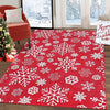 Garvee Christmas Machine Washable Area Rugs Christmas Snowflake Pattern Carpet Rug Foldable Decorative Accent Rug Farmhouse Dining Table Rug Bedroom Decor Floor Carpet, 3x5 Feet
