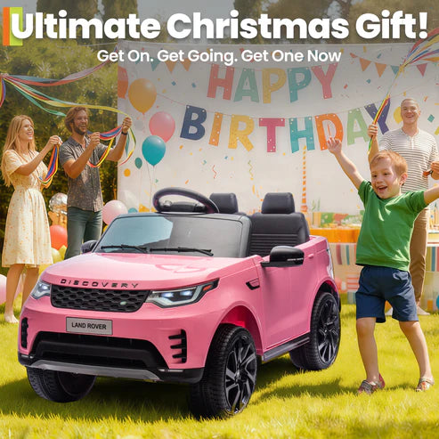 Garvee Ride P Series Voiture Électrique pour Enfants 12V Style Land Rover Deux Moteurs 3 Vitesses Batterie 4.5Ah Ceinture de Sécurité Télécommande Noir Jouet d'Extérieur - Rose