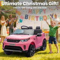 Garvee Ride P Series Voiture Électrique pour Enfants 12V Style Land Rover Deux Moteurs 3 Vitesses Batterie 4.5Ah Ceinture de Sécurité Télécommande Noir Jouet d'Extérieur - Rose