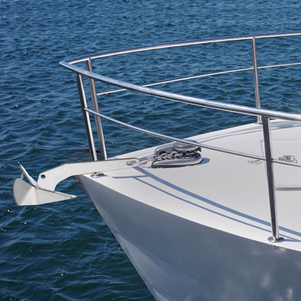Delta-style boat anchor positioned on a boat bow