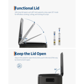 Garvee Dual Trash Can, 60 Liter (2x30L)/80 Liter (2x40L) Stainless Steel Step Trash Can, Rectangular Garbage Bin with Inner Buckets, Suit for Kitchen Office Home Use