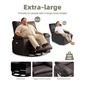 Garvee Oversized Wide Massage Recliner Chair, PU Leather Large Manual Recliner for Adults, Ultimate Comfort Lazy Boy with 1.5X Sponge Filling and Easy Recline Mechanism for Relaxation, Coffee