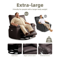 Garvee Oversized Wide Massage Recliner Chair, PU Leather Large Manual Recliner for Adults, Ultimate Comfort Lazy Boy with 1.5X Sponge Filling and Easy Recline Mechanism for Relaxation, Coffee