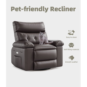 Garvee Oversized Wide Massage Recliner Chair, PU Leather Large Manual Recliner for Adults, Ultimate Comfort Lazy Boy with 1.5X Sponge Filling and Easy Recline Mechanism for Relaxation, Coffee