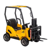 Garvee 12V Kids Ride On Forklift Car with Tent, Electric Ride On Construction Toy, Yellow, 46"x21.6"x38.5" for Toddlers