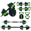 Garvee 4 in 1 Adjustable Dumbbell Set with Iron Handle, 44lbs Weight, Green and Black, Home Gym Fitness Equipment