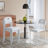 Garvee Dining Chairs Set of 4 Stackable Modern Kitchen Chairs Plastic Metal Legs White Indoor Outdoor 17.9x15.8x30.1in