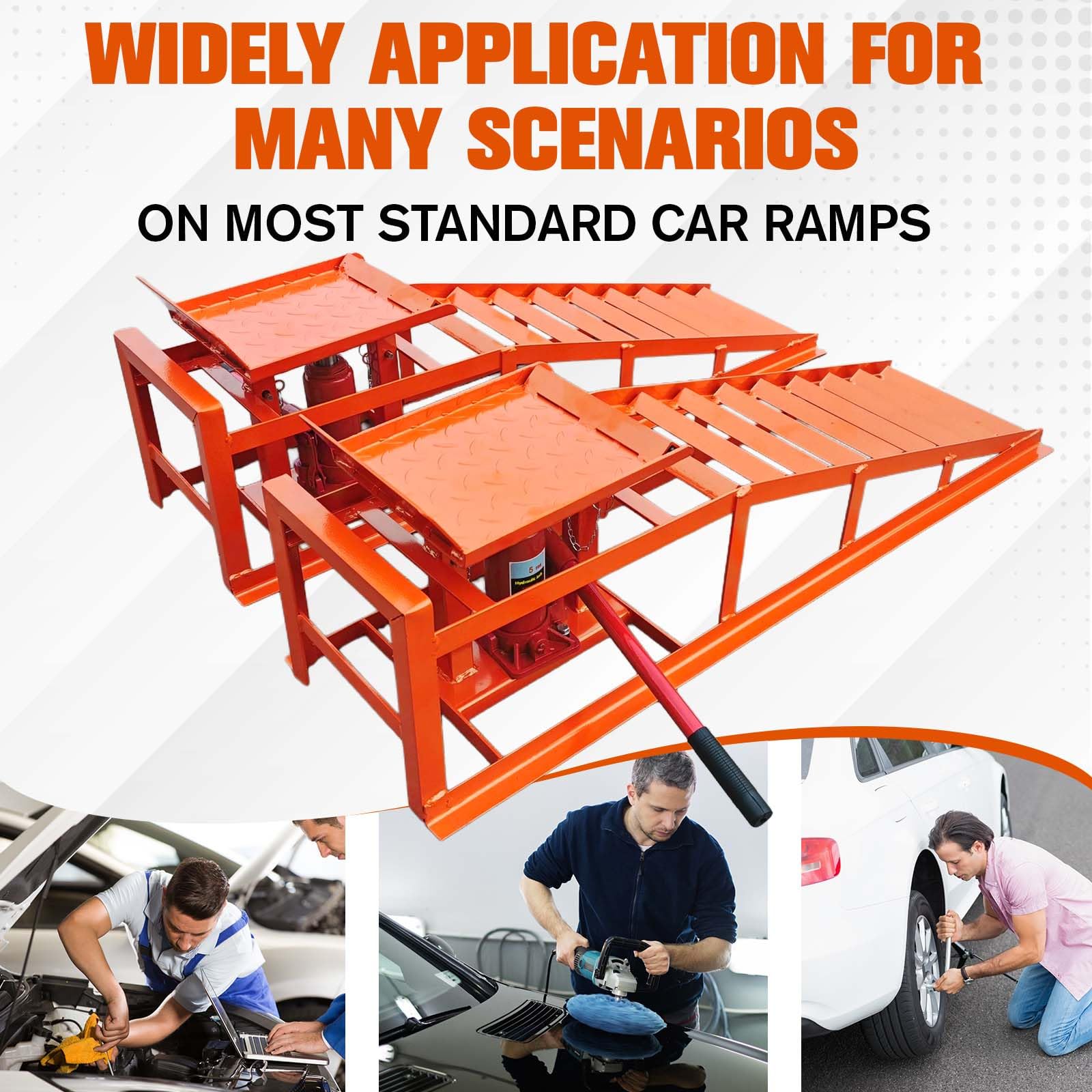 Service ramps for multiple garage maintenance scenarios