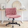 Garvee Criss Cross Chair with Wheels, Wide Seat Home Office Desk Chair, Armless Makeup Vanity Chair, Modern Cross Legged Swivel Comfy Chair, Computer Task Chair for Home Office, Pink