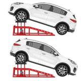 Garvee 5-Ton Hydraulic Car Ramps - Heavy-Duty Vehicle Lift with Reflective Strips for Night Use, Adjustable Height from 9.8" to 15", Portable Auto Service Ramps for Oil Changes and Truck Maintenance in Garage - Red