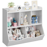 Garvee Kids Bookshelf, Toy Storage Organizer, Toy Storage Cabinet with Five Storage Spaces, Suitable for Children's Room, Playroom, Nursery and School (White) - White