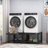 Garvee 29" Heavy Duty Metal Washer Dryer Stand with Pullout-Shelf, Universal Fit, 800 lbs Capacity, Black - Black