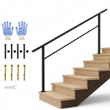 Garvee Outdoor Handrail for Steps, 6 Step Stair Handrail Kit, Black Aluminum & Iron, Adjustable 0°-45° for Porch & Indoor Outdoor Use - Black-1 Pack