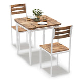 Garvee Dining Table Set for 2 with Spiral Metal Legs, Compact 3 Piece Set for Small Spaces, Kitchen, Apartment, White Brown - White Tube + Retro Color