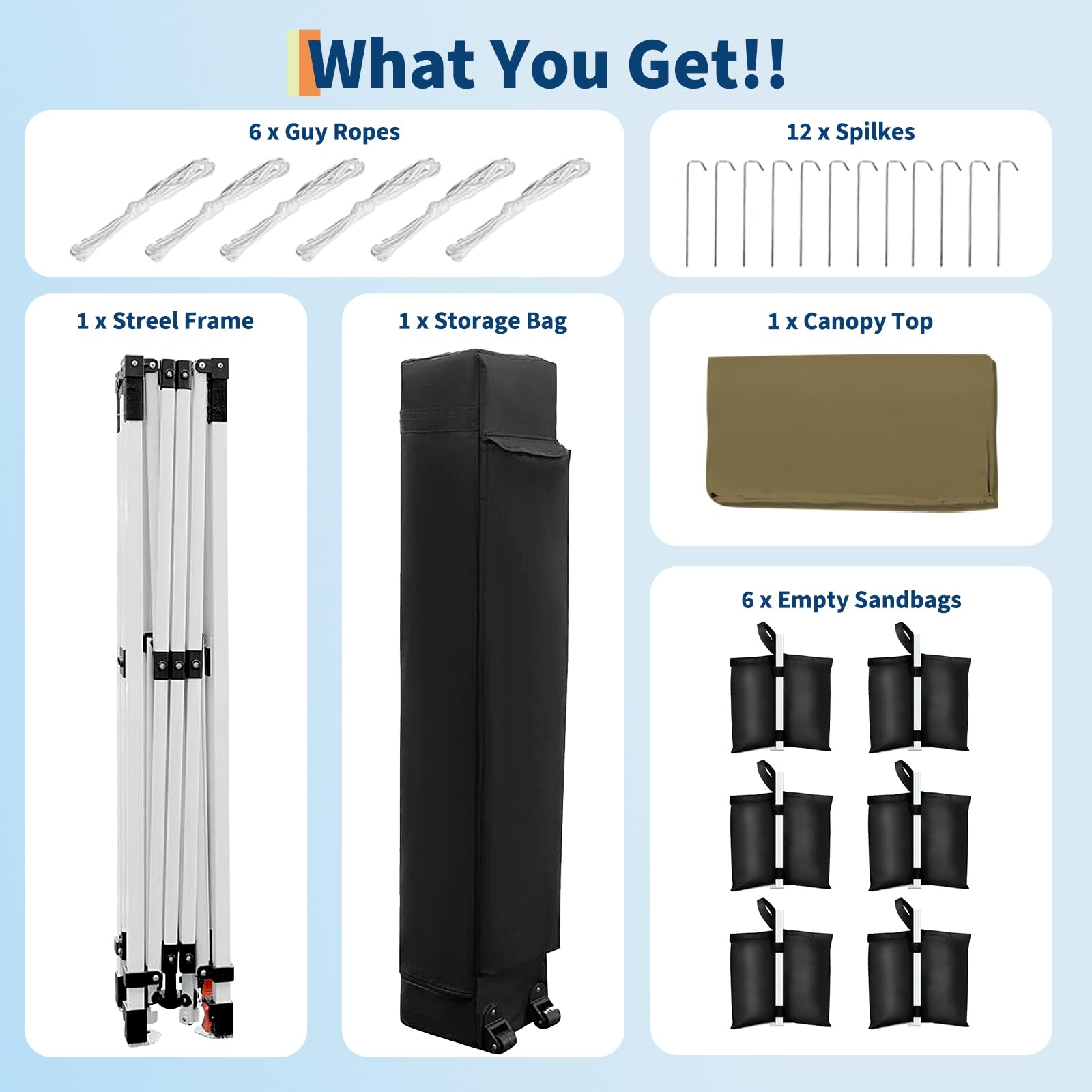 10 x 20 canopy package contents