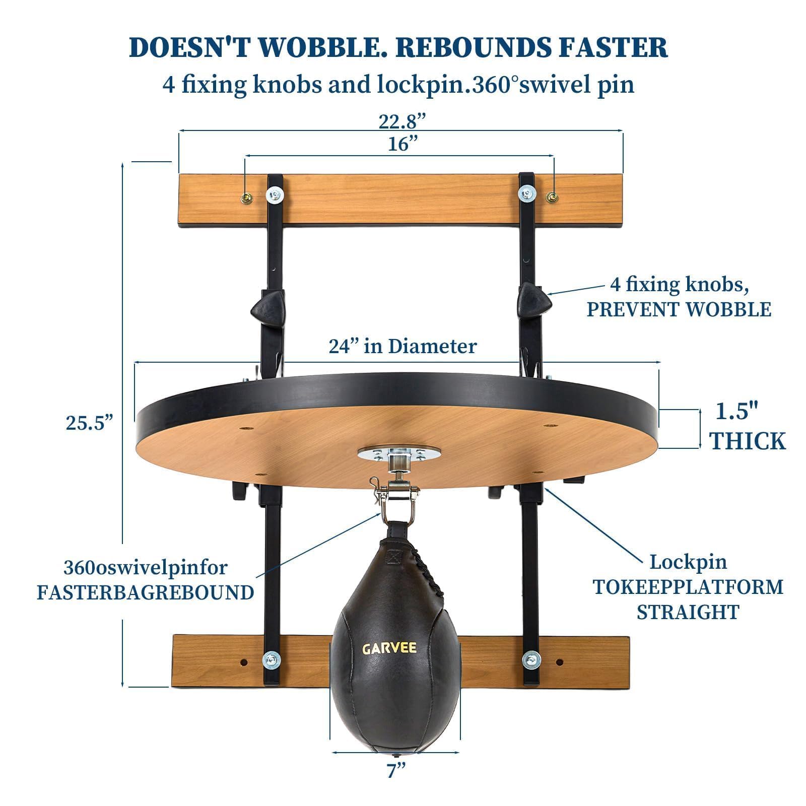 24 inch anti wobble speed bag platform with sturdy support