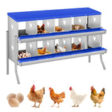 Garvee 10 Compartments Chicken Nesting Boxes for Laying Eggs, Poultry Nesting Boxes, Heavy-Duty Galvanized Steel, Easy Assembly, Durable - Blue 10 Hole  With Legs