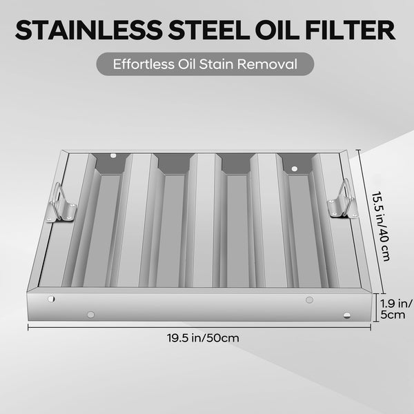 Perfect fit commercial hood filter with precise 19.5x15.5 dimensions