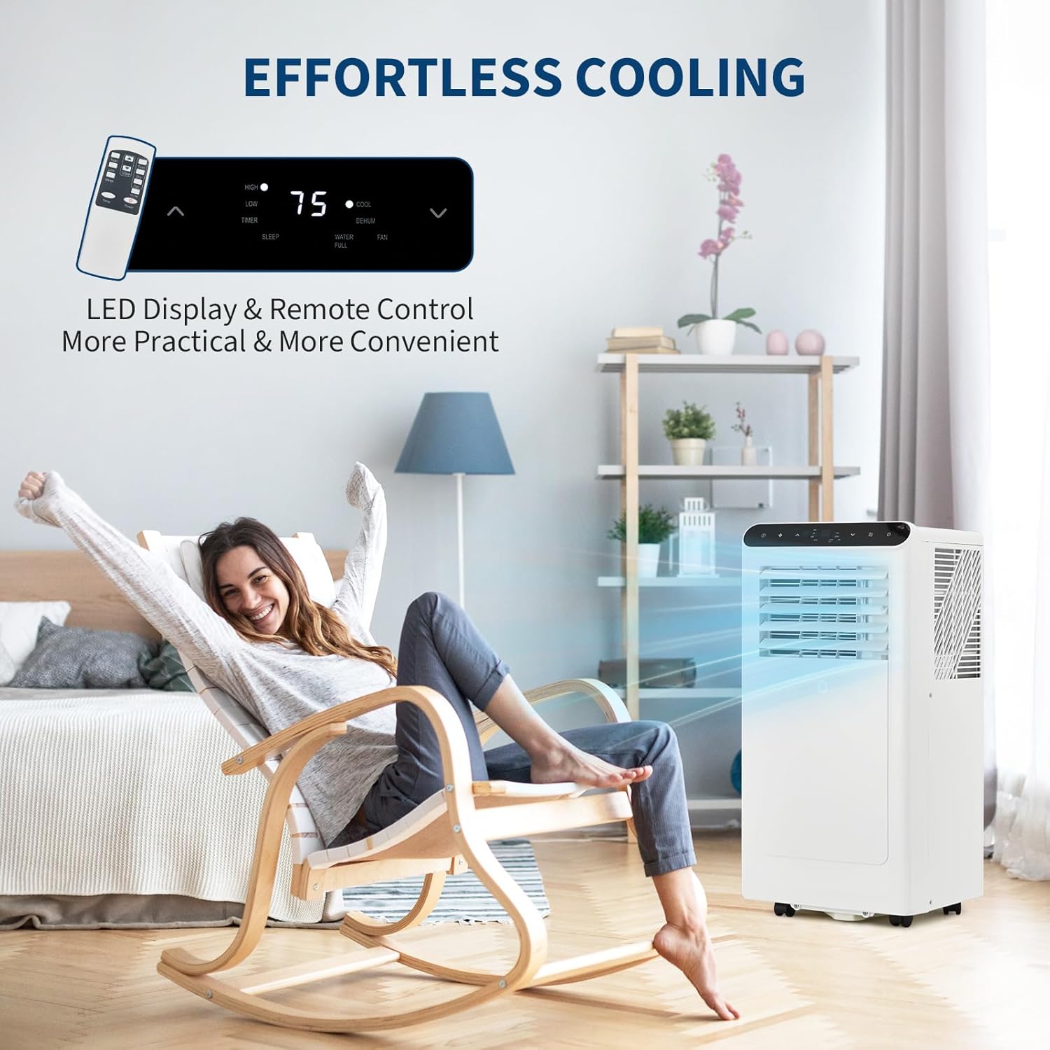 Garvee 10000BTUs Portable Air Conditioner, 3-In-1 Stand UP AC Unit with Heater, Dehumidifier, Fan Modes for Room Up to 450 Sq. Ft, Auto Swing, 24 Timer, White
