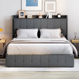 Garvee Full Bed Frame with Lift Up Storage, Upholstered Velvet Bed, Metal Platform Bed, Hydraulic Support, Grey - Grey