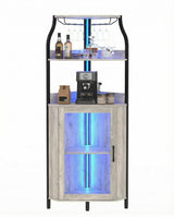 Garvee Mobile Cantinetta MDF Wine Storage Cabinet Classic Design Durable Structure Versatile Use Easy Maintenance - Grey
