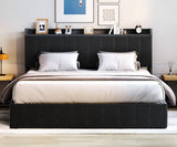 Garvee King Bed Frame with Lift Up Storage, Upholstered Velvet Bed, Metal Platform, Hydraulic Support, Black - Black