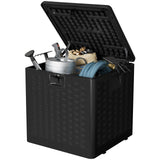 Garvee 28 Gal Outdoor Storage Box with Lid, Weather-Resistant Plastic Deck Box, Lockable, Patio Furniture Storage, 19.7x20.3x19.7 inch, Black