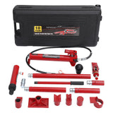 Garvee 10 Ton Porta Power Kit With Wheeled Storage Case Hydraulic Jack Kit Ram Pump 4.6 Ft Oil Hose Automotive Garage Farm Heavy Equipment - 10 Tons | Plastic Box With Wheels | Red