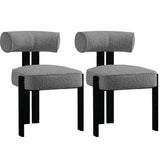 Garvee Modern Boucle Dining Room Chairs Set of 2, Upholstered with Rubber Wood Legs, Ergonomic Curved Back for Dining or Living Room, Black + Gray - Black + Gray